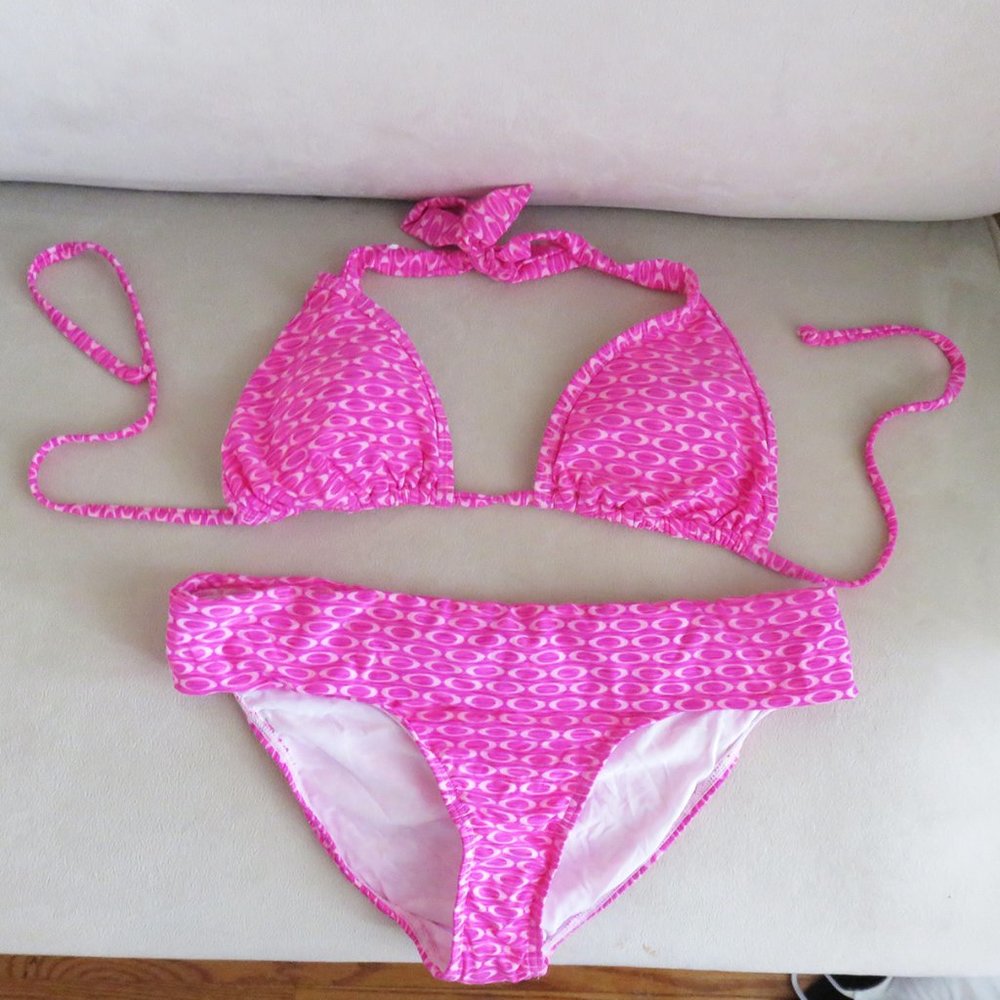 Pink Print String Bikini, Size M